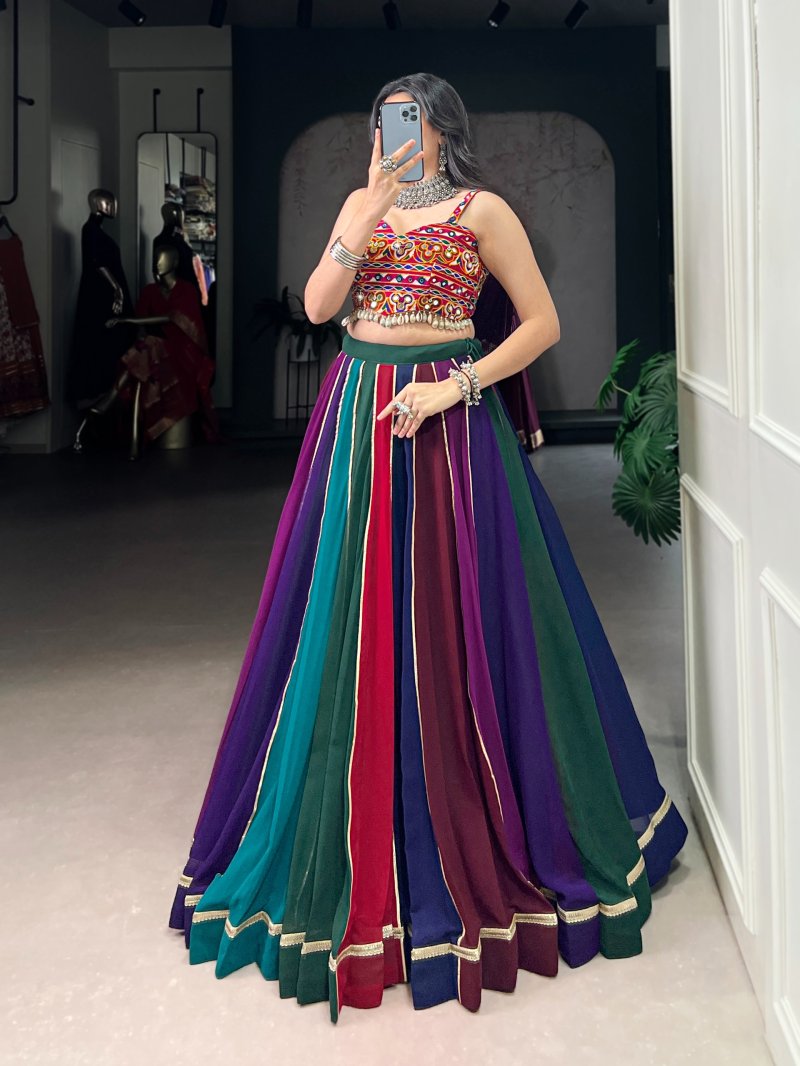 Nnk1686 Multi Color Georgette Navratri Lehenga Choli